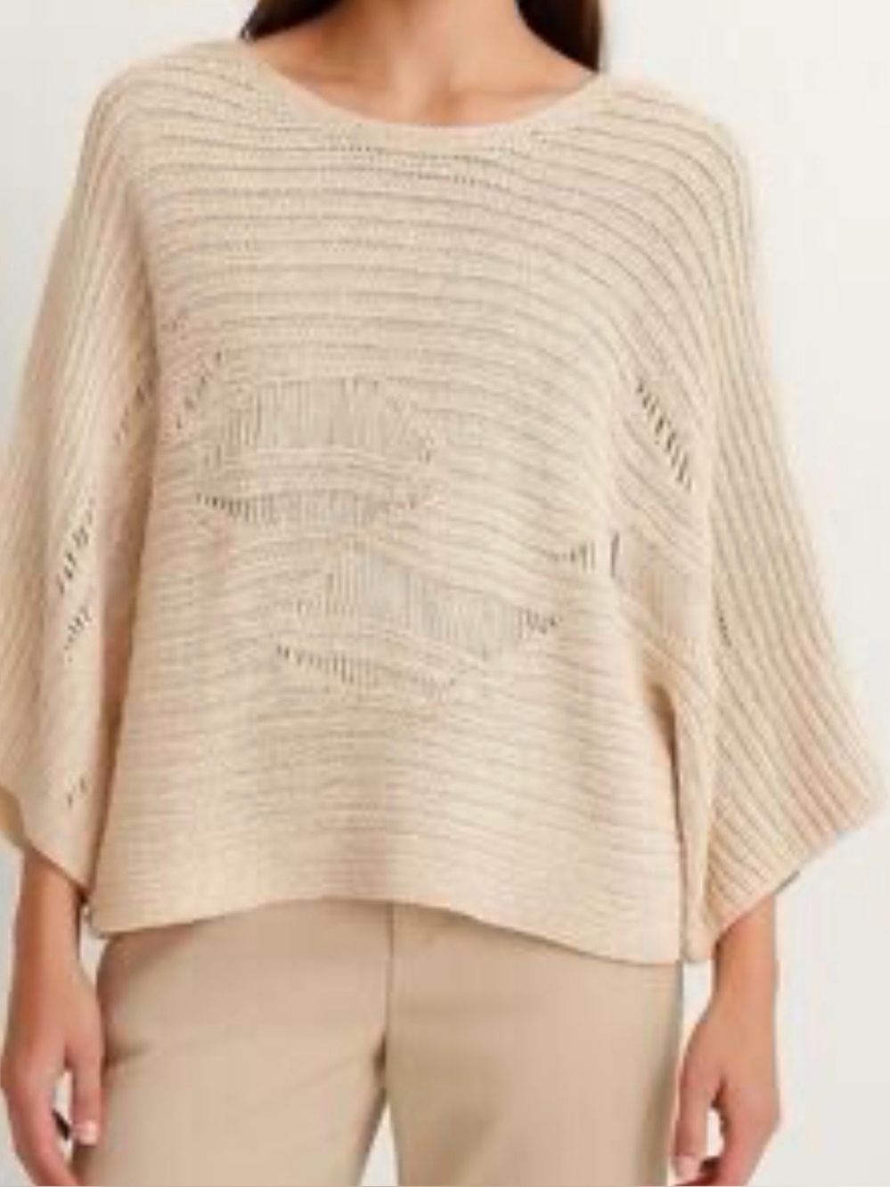 Zara Cream Open-Weave Off-the-Shoulder Sweater